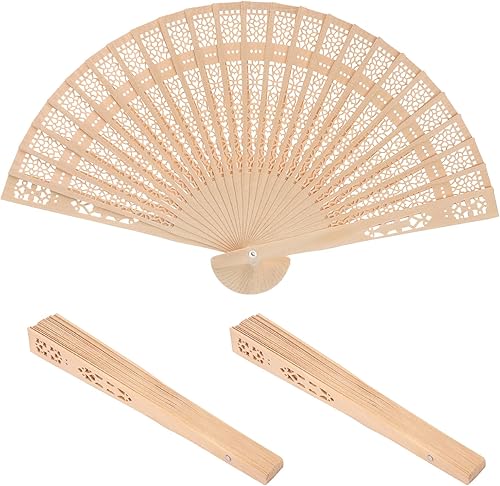 40 abanicos de mano de madera, exquisitos ventiladores plegables de sándalo de 8 pulgadas para decoración de bodas, elegantes ventiladores plegables