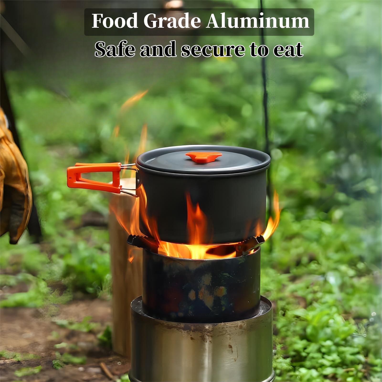 Hoquare Camping Cookware Set, 3pcs Nonstick Outdoor Aluminum Lightweight Camping Pan, Camping Pot - Image 4