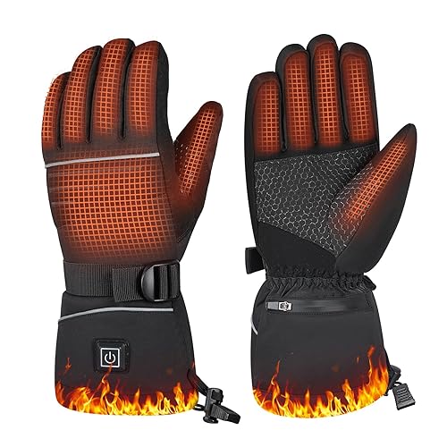 Rechargeable Heated Gloves for Men Women, Waterproof Touchscreen Winter Hand