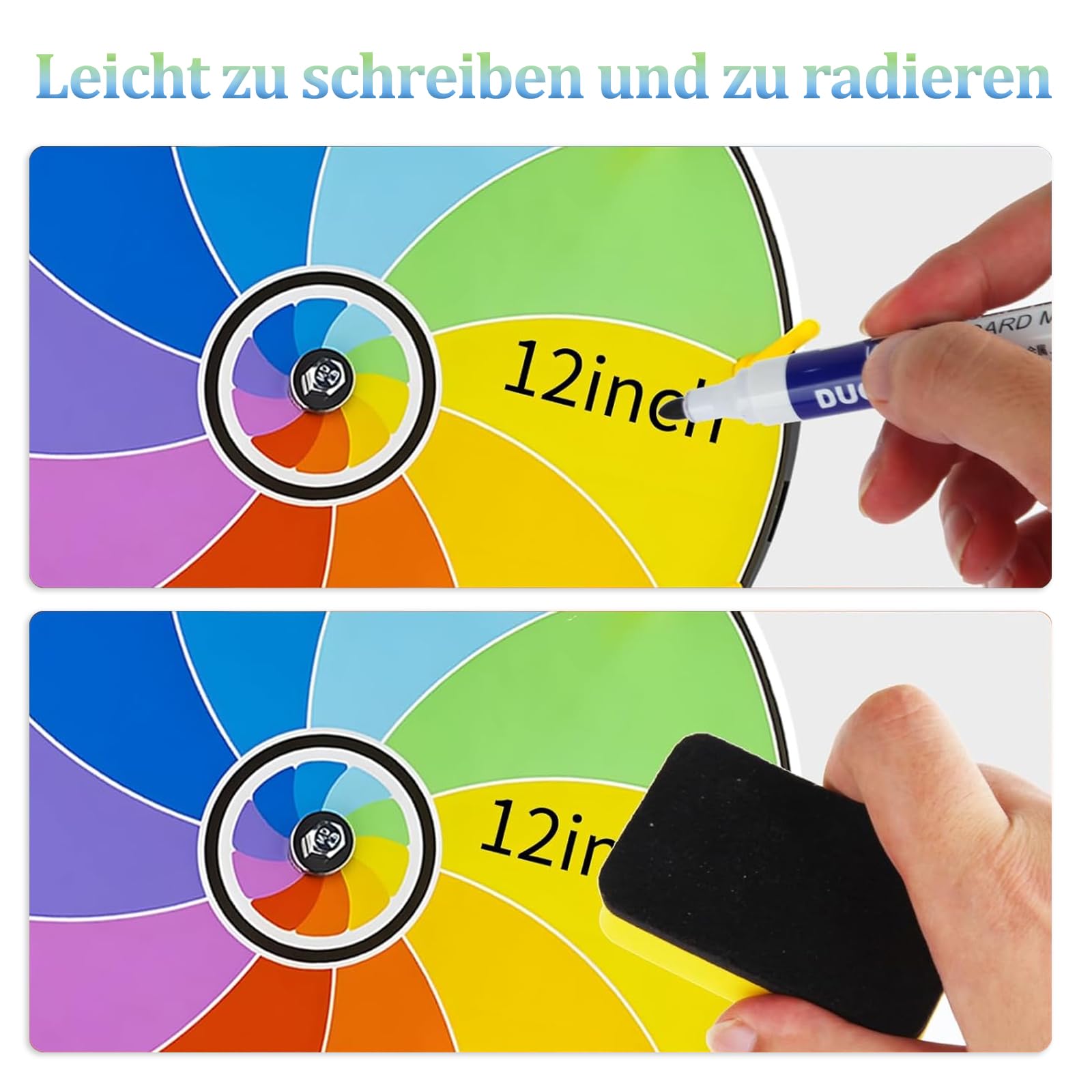 Glücksrad zum Drehen, 10 Slots Glücksrad Spielzeug, mit Trocken Abwischbarem Marker und Radiergummi, Roulette-Spinner des Glücks, Preisrad-Spinner mit Ständer für Messen, Karneval