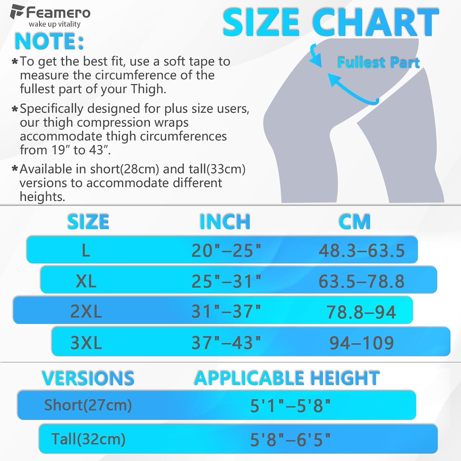 Plus Size Thigh Compression Wrap for Lymphedema & Swelling Relief, Adjustable Thigh Sleeve for Circulation & Muscle Recovery, Support for Men and Women (Tall, 3XL) - Image 2