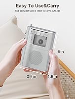 Vista 9 de Reproductor de casete con transmisor Bluetooth Walkman, reproductor de casete AM FM portátil con altavoz grande, conector de auriculares estéreo