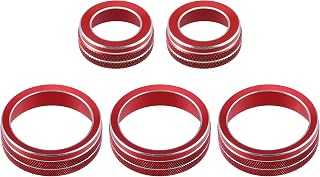 ACROPIX Front Car AC Media Tune Knob Cover Ring Fit for VW Golf MK7 - Pack of 5 Red
