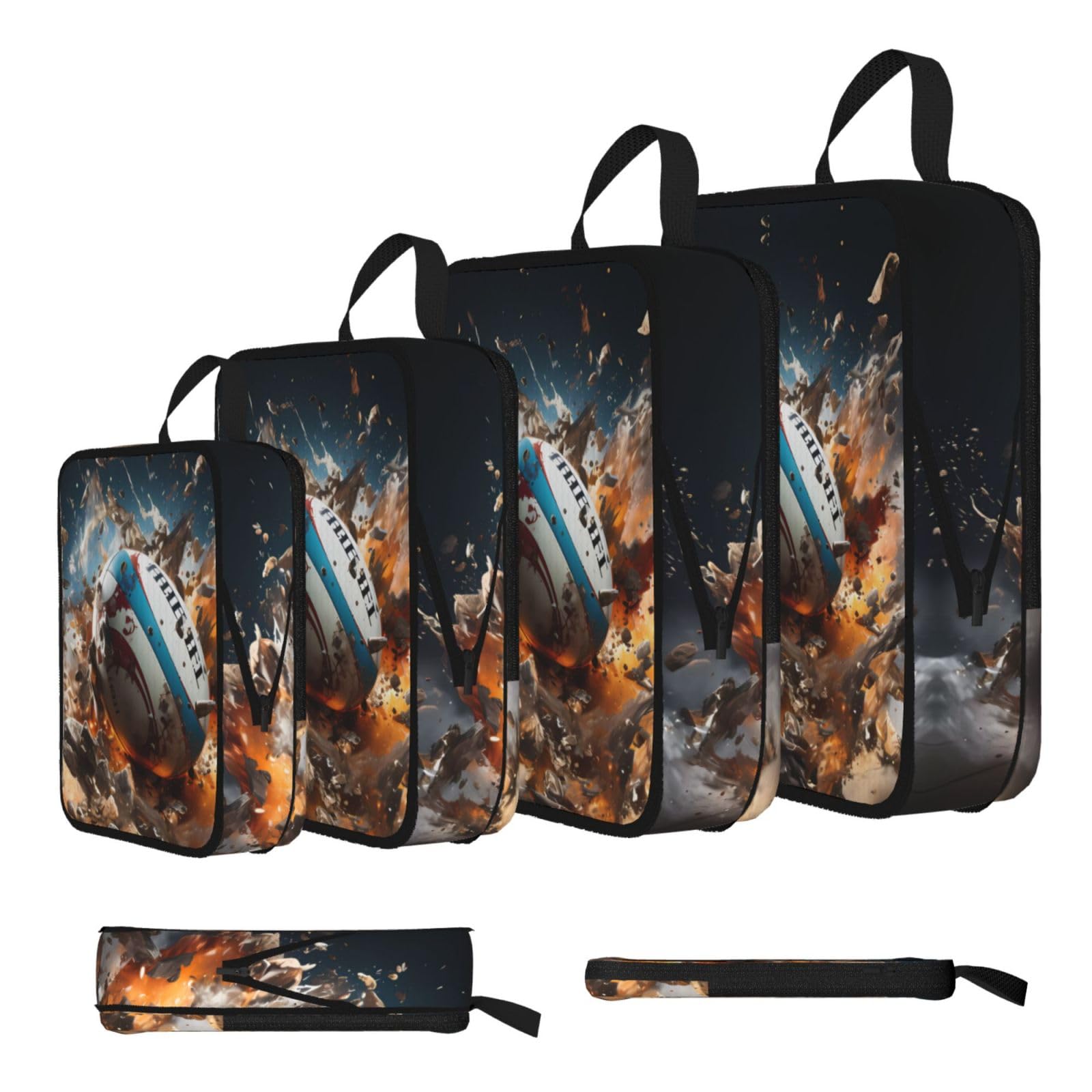 Rugby on Fire Compression Packing Cubes 4 Piece Set