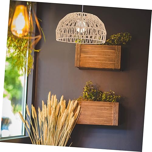 Miniatura 2 de DOITOOL Imitación de ratán cuerda de papel pantalla ratán ventilador de techo cesta mimbre boho lámparas techo tejido lámpara colgante cubierta de
