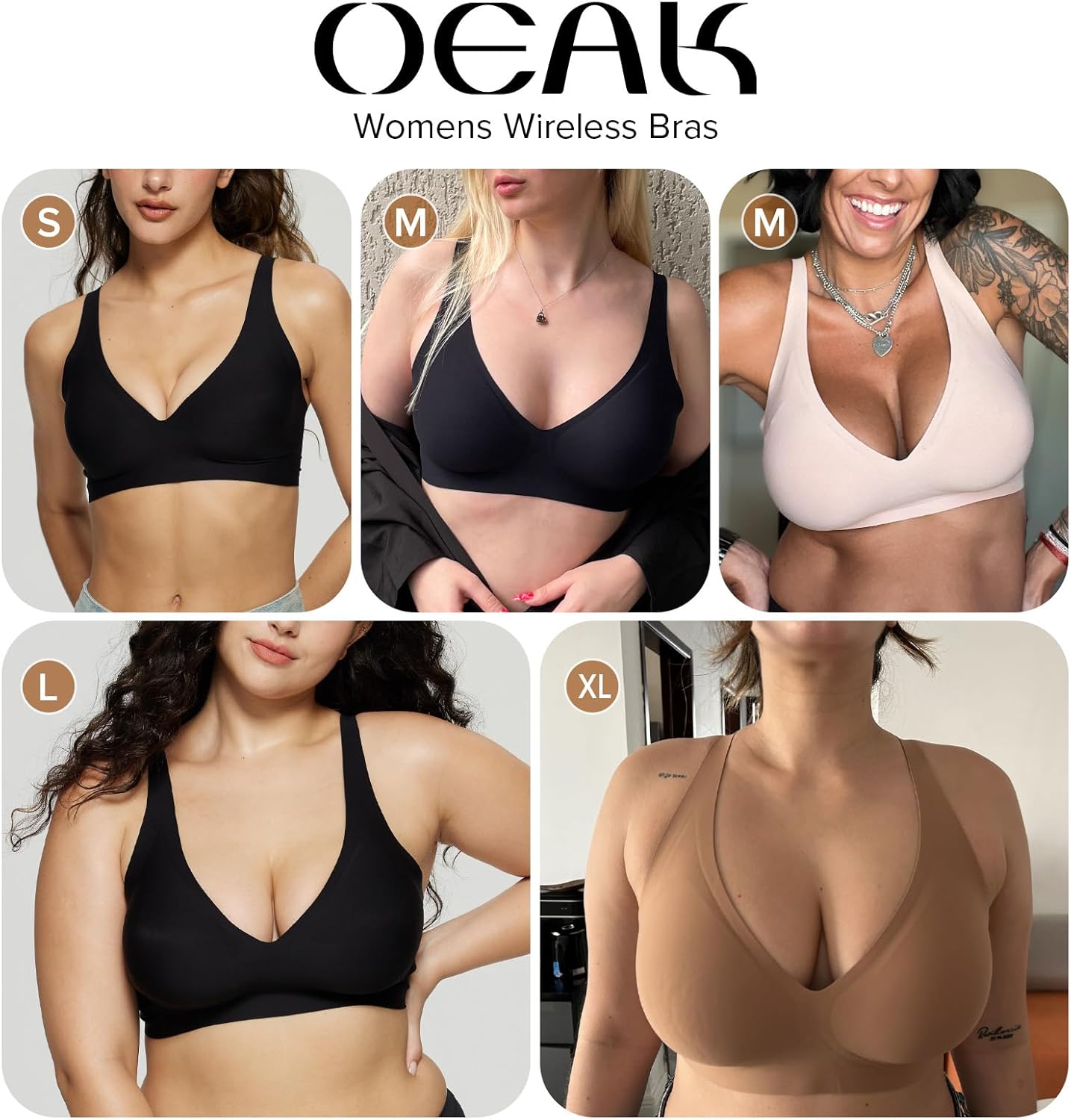 OEAK Womens Deep V Bras Wireless Comfortable Bra Supportive No Underwire Bras Tshirt Push Up Bralettes Plunge Seamless Bra - Image 9