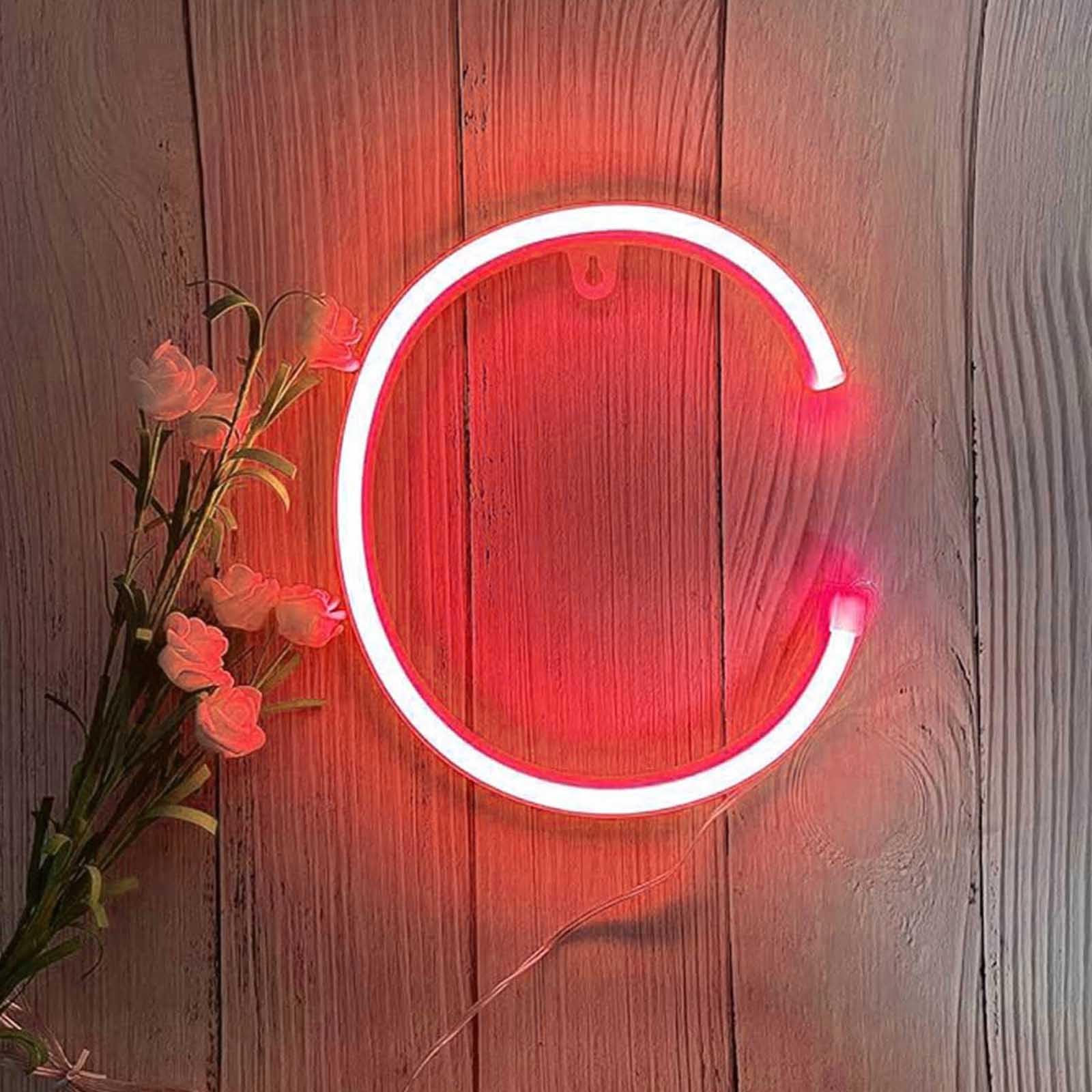 Red LED Neon Sign for Man Cave & Gaming Room Portable USB Battery Design for Easy Hanging Creates Retro Ambiance in Offices or Restaurants(Letters C) — image 1