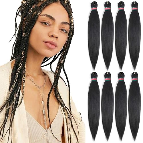 RUN SHUI Cabello trenzado preestirado, extensiones de cabello trenzado Kanekalon, cabello trenzado ombré preestirado, trenzado de ganchillo (24