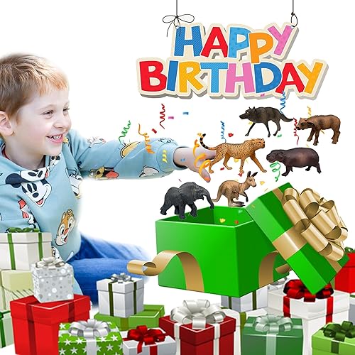 Miniatura 9 de Gemini&Genius Juguetes de animales, figura de acción de animales safari, 4 piezas de juguetes de animales del bosque, ideal para recuerdos de fiesta