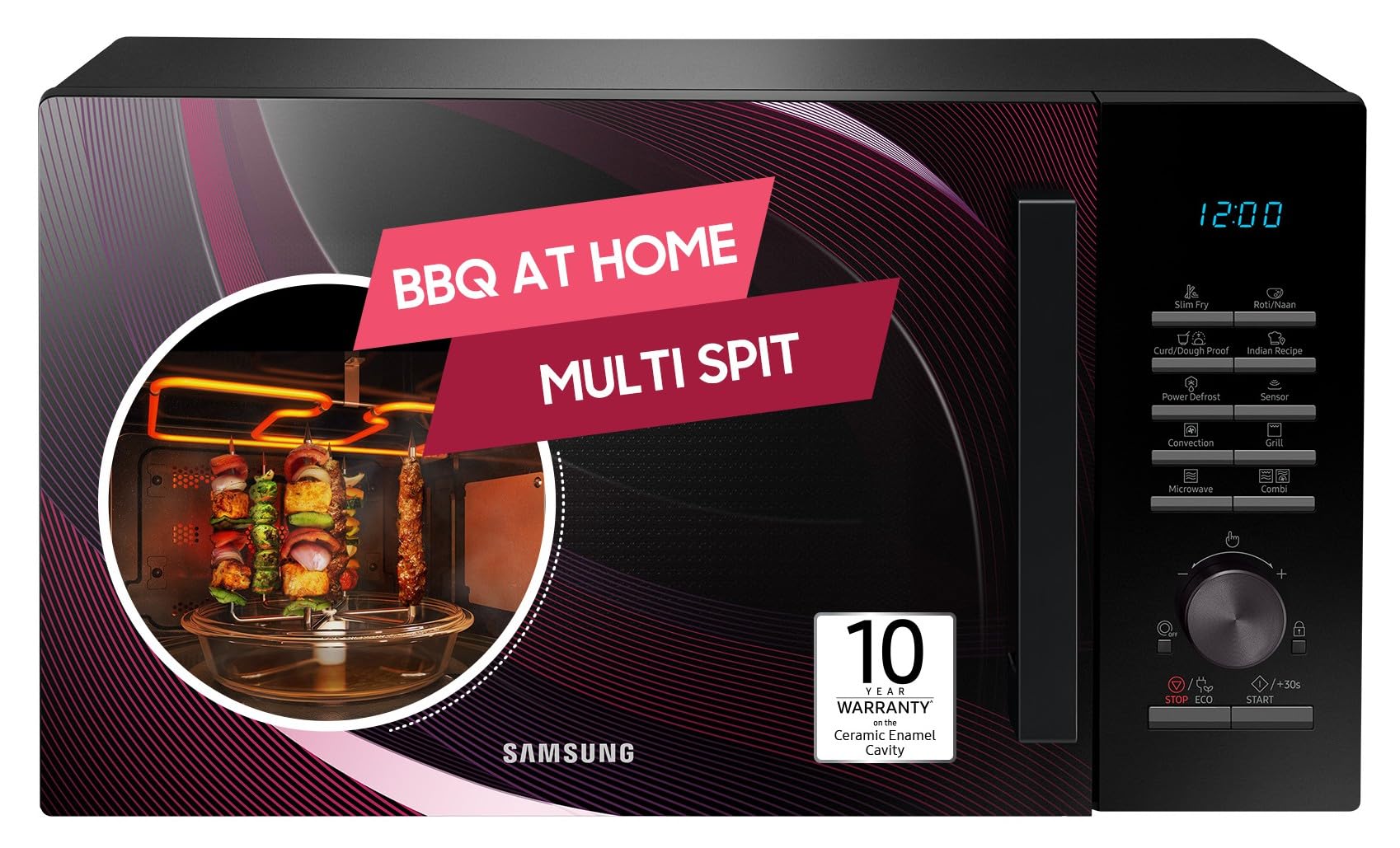 Samsung 28L Convection Microwave Oven (MC28A5145VR/TL, Black & Pattern