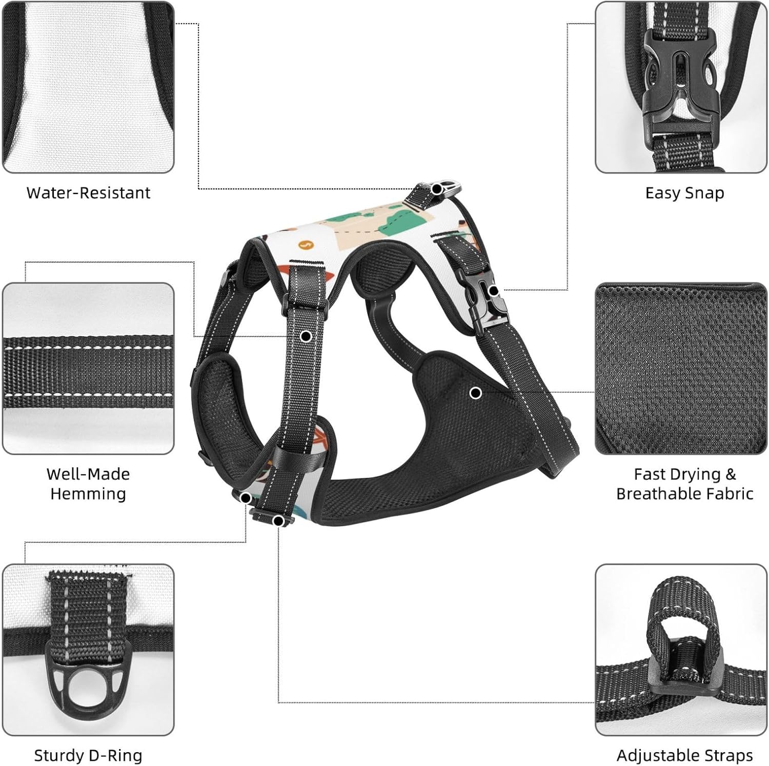 Travel1 Dog Harness,No-Pull Pet Harness with 2 Leash Clips,No Choke,Reflective,Adjustable Soft Padded Dog Vest for Small, Medium and Large Dogs (XL)