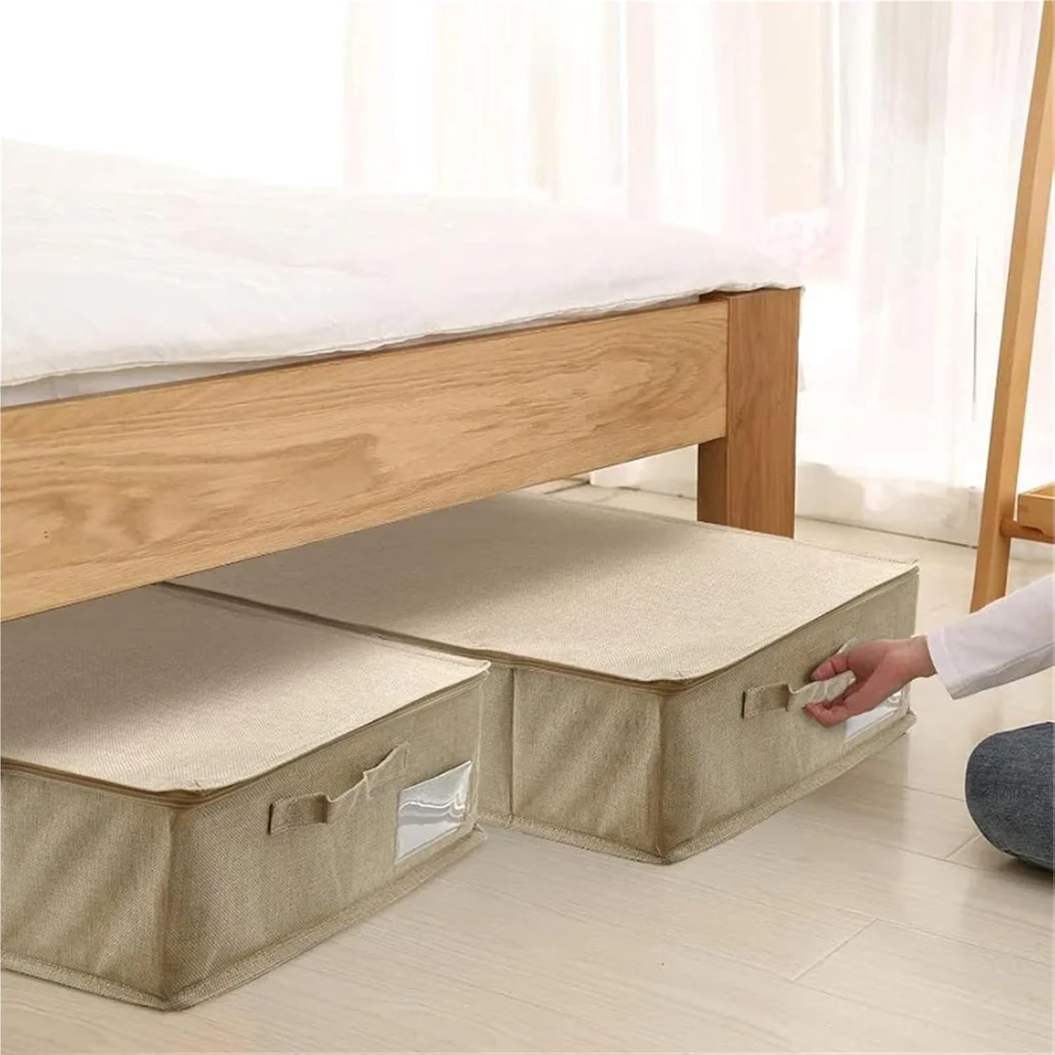 Under Bed Storage Box 2 PC Under Bed Storage Bags, Foldable Underbed Storage Container for Organizing Clothes Blankets Pillows Toys
