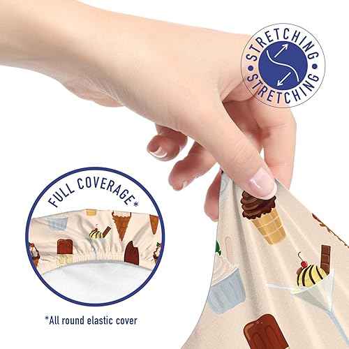 Miniatura 5 de Lunarable Funda protectora para silla de oficina, diseño de helados, diseño de varios helados, tamaño estándar, color champán multicolor