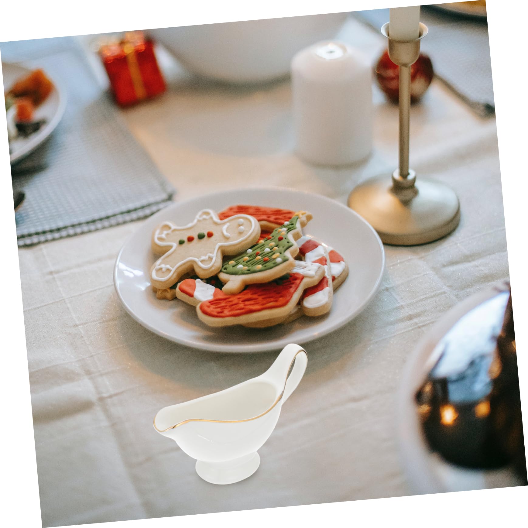 Salsiera in Ceramica Bordo Dorato, Brocca Per Salsa Di Bistecca e Tazza Per Condimento Per Insalata, Contenitore Per Salsa Compatto Per Uso Domestico