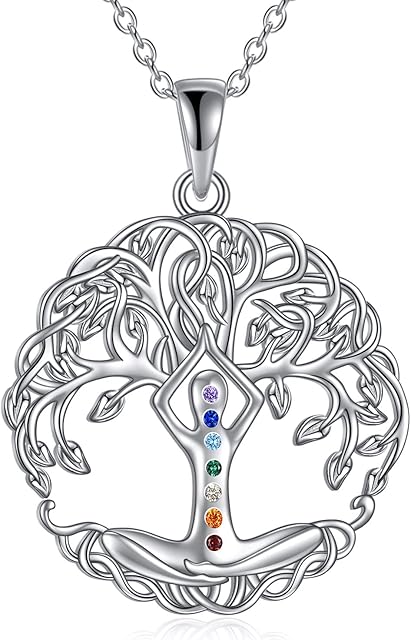 Guardian Angel Wing Necklace Chakra Necklace for Women 925 Sterling Silver Healing Balancing Crystal Pendant Jewellery Girl