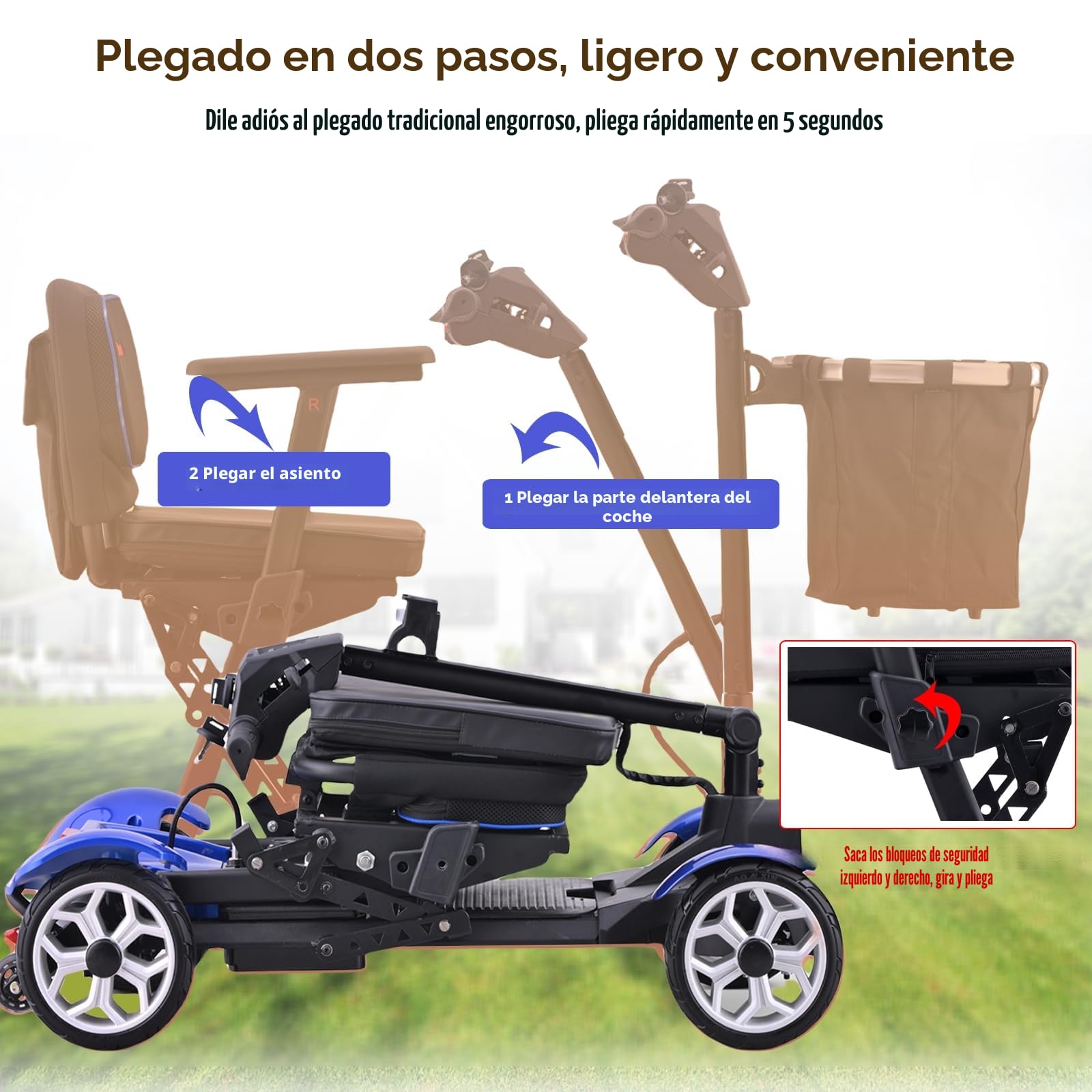 Scooter De Movilidad Eléctrica Plegable,Scooters para Personas Mayores,Scooter De Movilidad De 4 Ruedas,Scooter De Viaje Portátil,Carga 130 Kg/287 Lbs,para Adultos Mayores 20ah