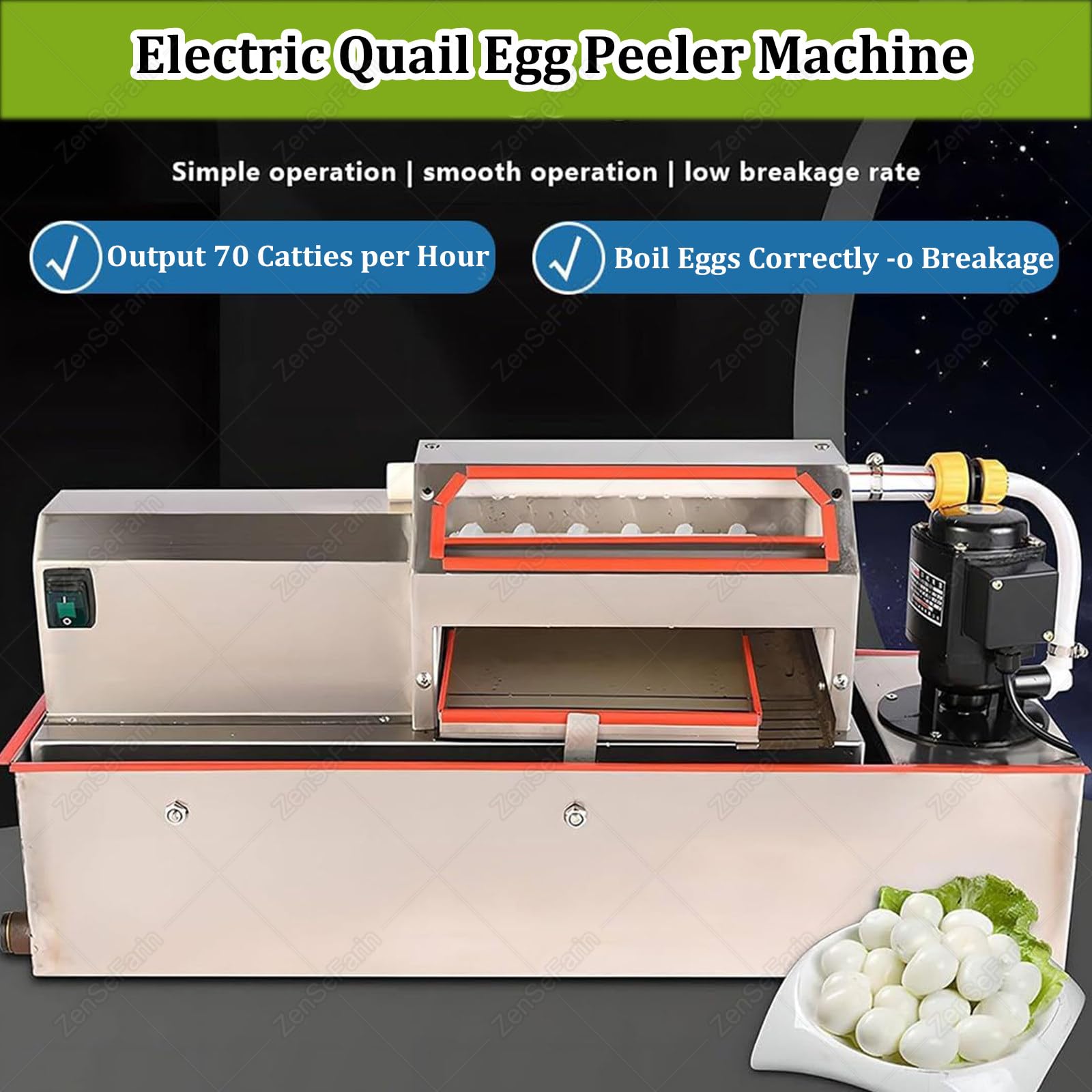 Máquina eléctrica para descascarillar huevos de codorniz, diseño compacto con spray de agua automático para pelar fácilmente pájaros y huevos en conserva