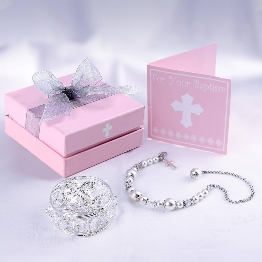 Amazon.com : Baptism Gifts for Girl,Catholic Cross Baby Bracelets for  Infant Girls and Baptism Card with Silver Jewelry Keepsake Box,Christening  Gifts for Girls,Dedication Baptismal Gifts for Girls or Kids : Baby