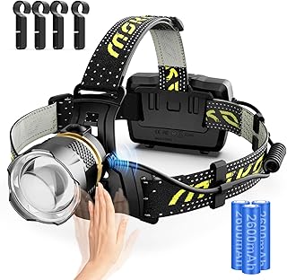 MoKo Stirnlampe Led Wiederaufladbar, 30000 Lumen & 7800 mAh Grosse Kapazität AKKU,8 Lichtmodi mit Bewegungssensor, IP68 Wasserdicht 90° Verstellbar Kopflampe Stirnlampe für Outdoor Camping Angeln
