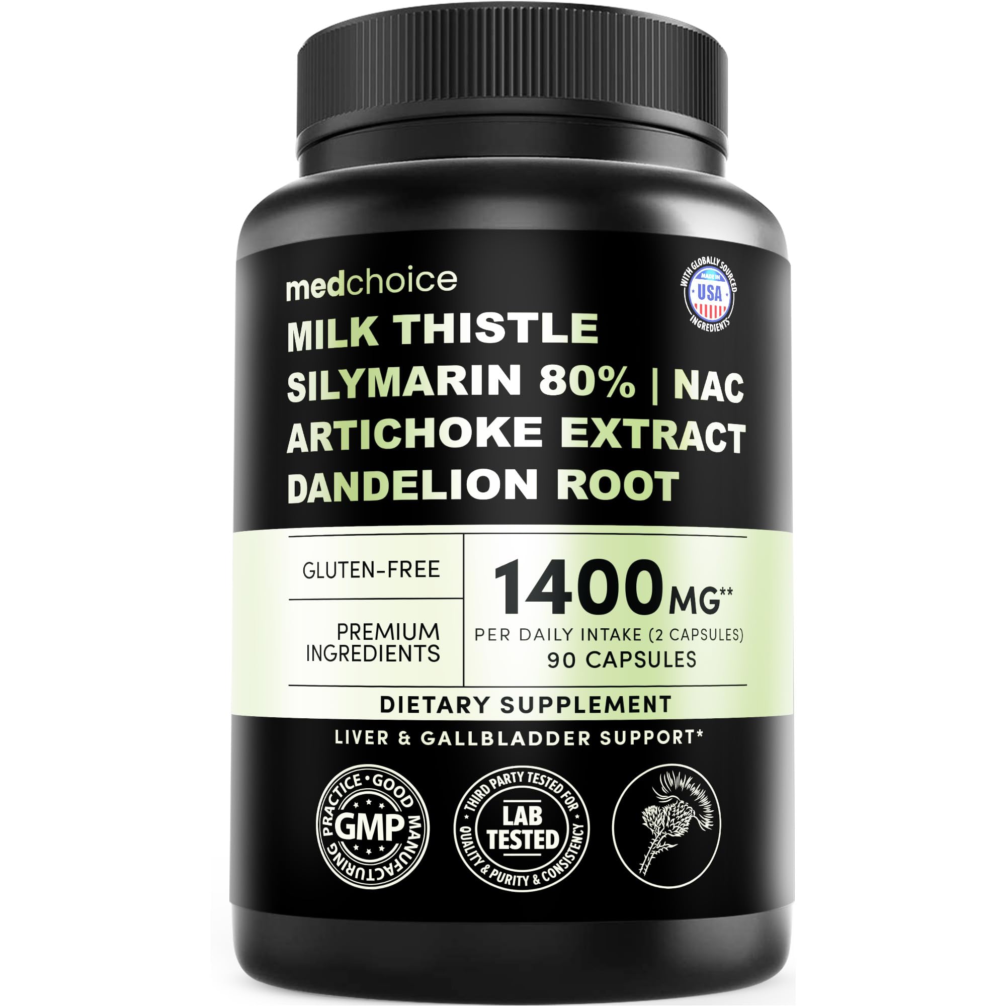 MEDCHOICE Milk Thistle Supplement w/NAC, Artichoke & Dandelion – Liver Support Supplement & Gallbladder Supplements in One – Liver Detox – Milk Thistle & Liver Care Supplements – 90 Vegan Capsules