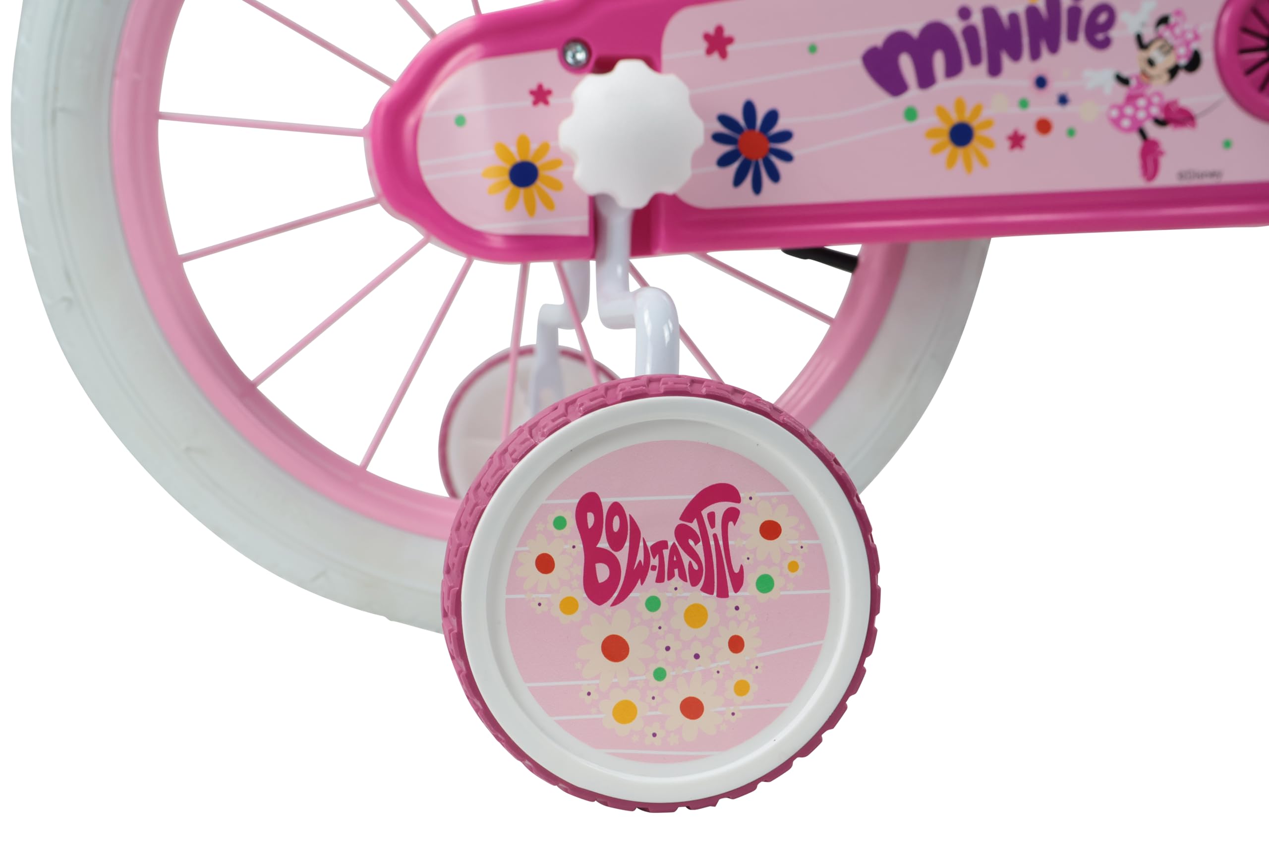 Denver Bike Bicicletta Bambina 16 Pollici Licensed Minnie, 4-6 Anni, Rotelle Removibili, Freni Caliper Anteriore/Posteriore, Telaio Acciaio, Ruote Gonfiabili, Trombetta e Portabambola