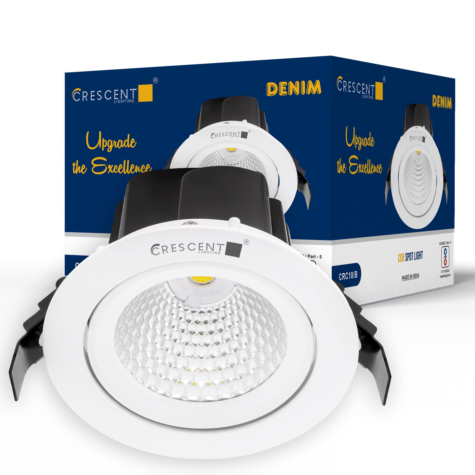 CRESCENT Movable COB Spot Light (Round, Pure White, Aluminium PDC, 15W, 1, DENIM - CRC10B)