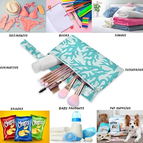 Miniatura 10 de visesunny Bolsa húmeda divertida de ballenas y peces coloridos para niños, 2 piezas, con bolsillos con cremallera, lavable, reutilizable, espaciosa