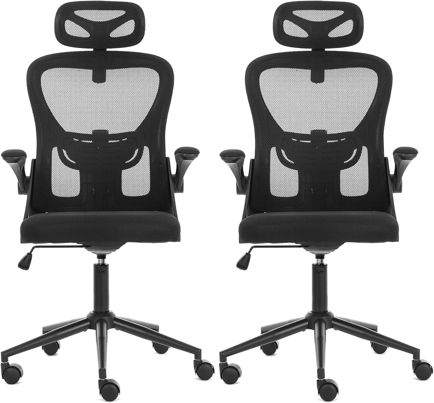 Mesh Office Chair with Headrest and flip up Arms High Back