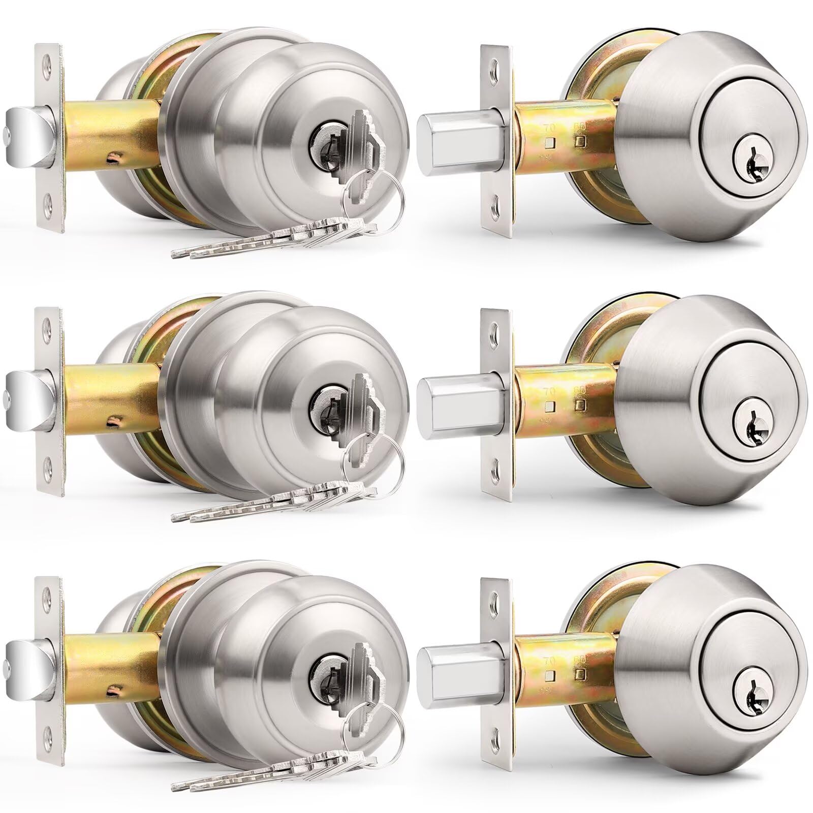 Probrico Matte Black Door Knob & Deadbolt Set -13