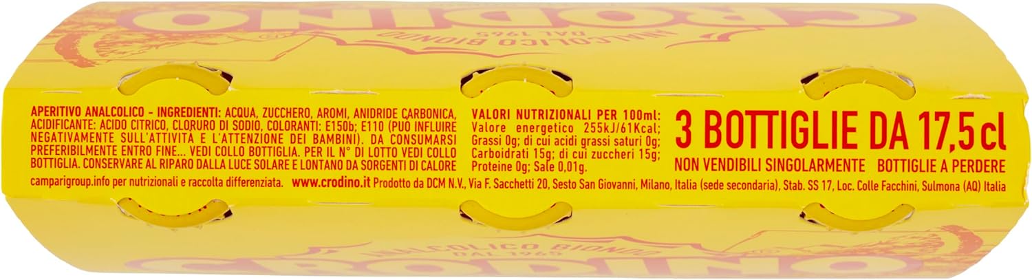 Crodino Biondo - Aperitivo Analcolico Pronto da Bere, 3 Bottigliette da 17,5 cl - Immagine 4