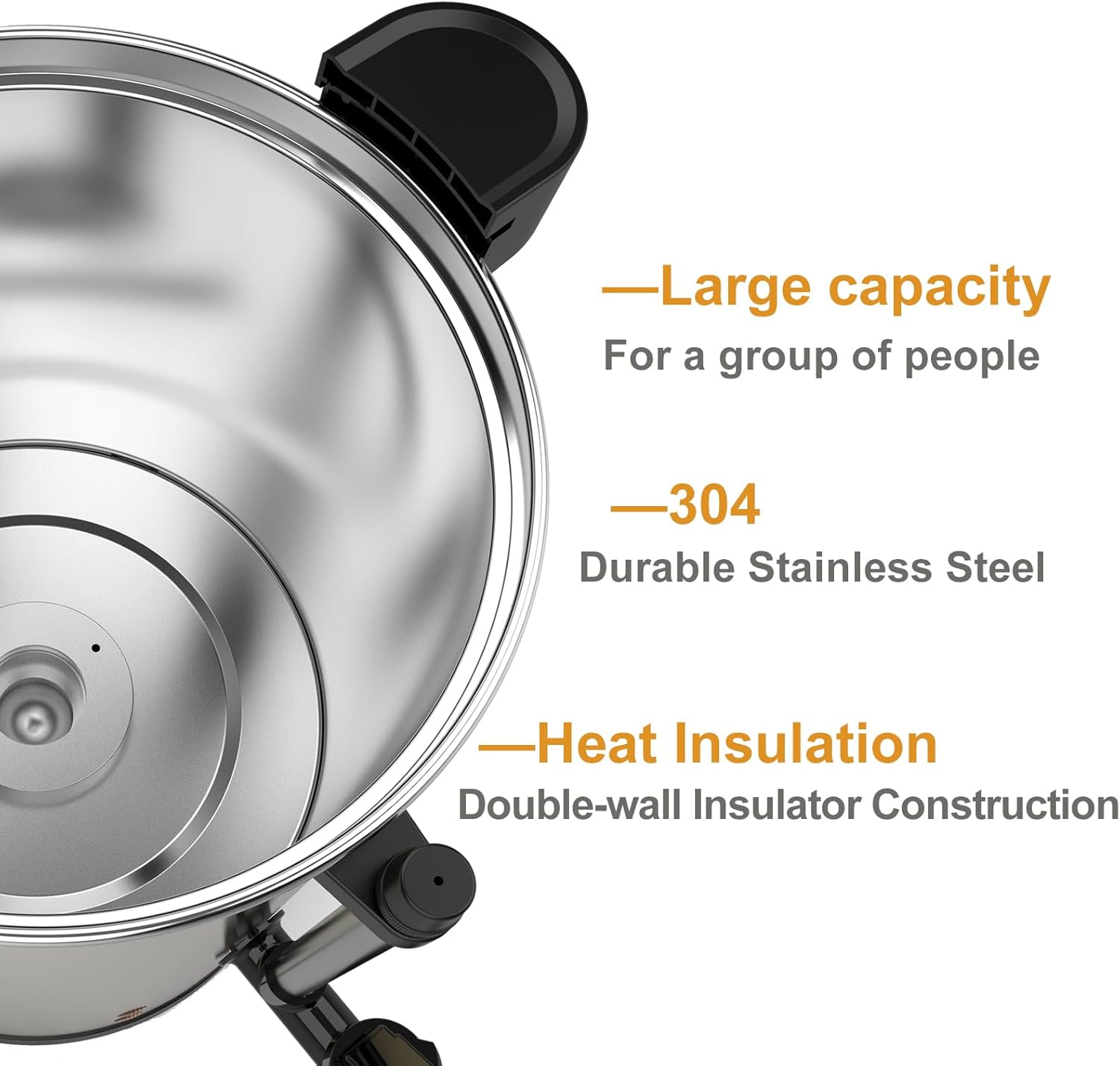 6L Coffee Urn, Hot Beverage Dispenser, Hot Water Urn, Commercial Grade Double Wall Stainless Steel, Electric Coffee Percolator, Large Coffee Maker for Party, Home, Catering, 38-Cup,Gold Color