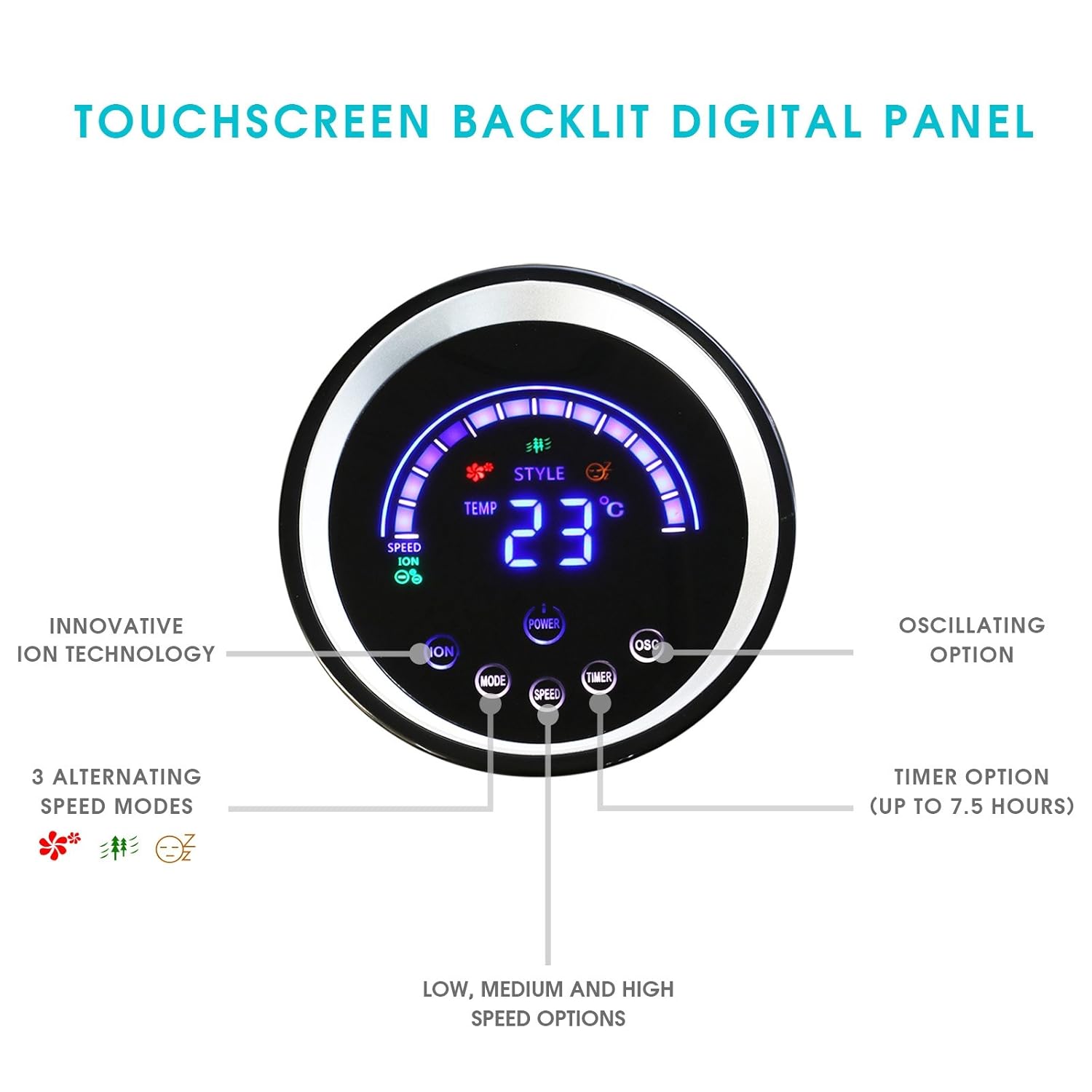 VieAir 50" Luxury Digital 3 Speed High Velocity Tower Fan w/Remote Control