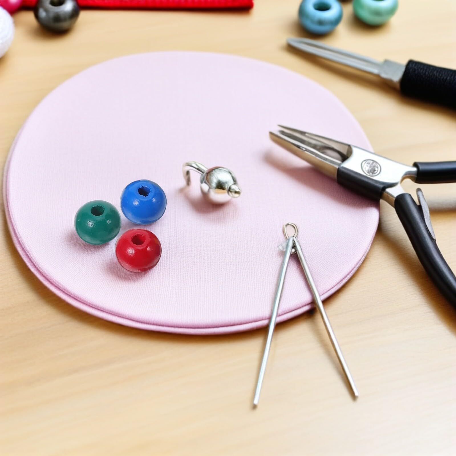 Cuentas de Madera Artesanales de 16 Mm Multicolor Orificio, 240 Piezas para Fabricación de Pulseras y Collares, Cuentas Redondas Naturales para Manualidades y Color