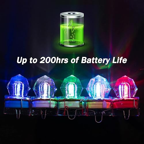 Miniatura 4 de Dr.Fish Paquete de 10 luces de caída profunda, mezcla de colores y agua azul, activan señuelos de pesca LED, luces de diamante bajo el agua, luces