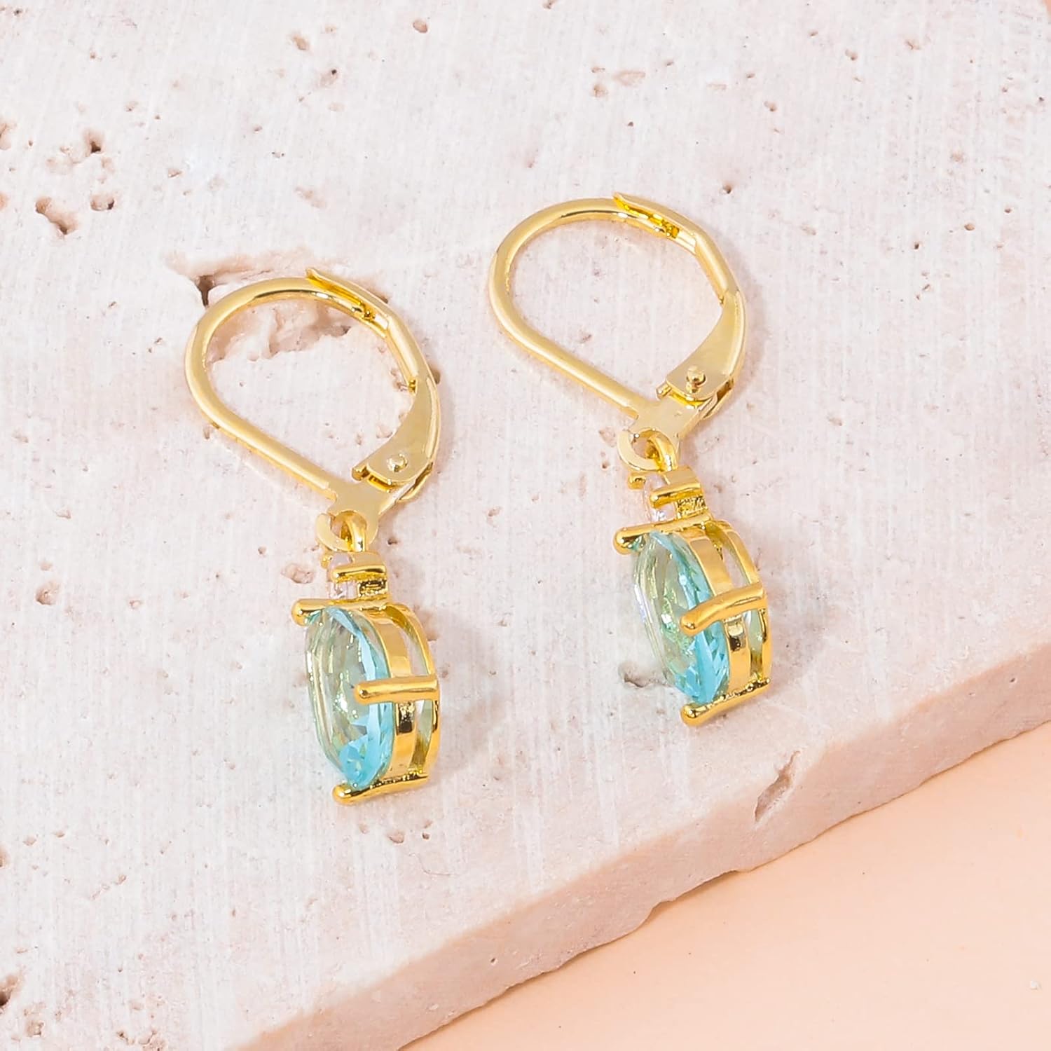 CiNily Teardrop Leverback Dangle Earrings for Women Hypoallergenic 14K Gold Plated Cubic Zircon Drop Earrings Fashion Crystal Earrings for Girls Jewelry Christmas Gifts - Image 4