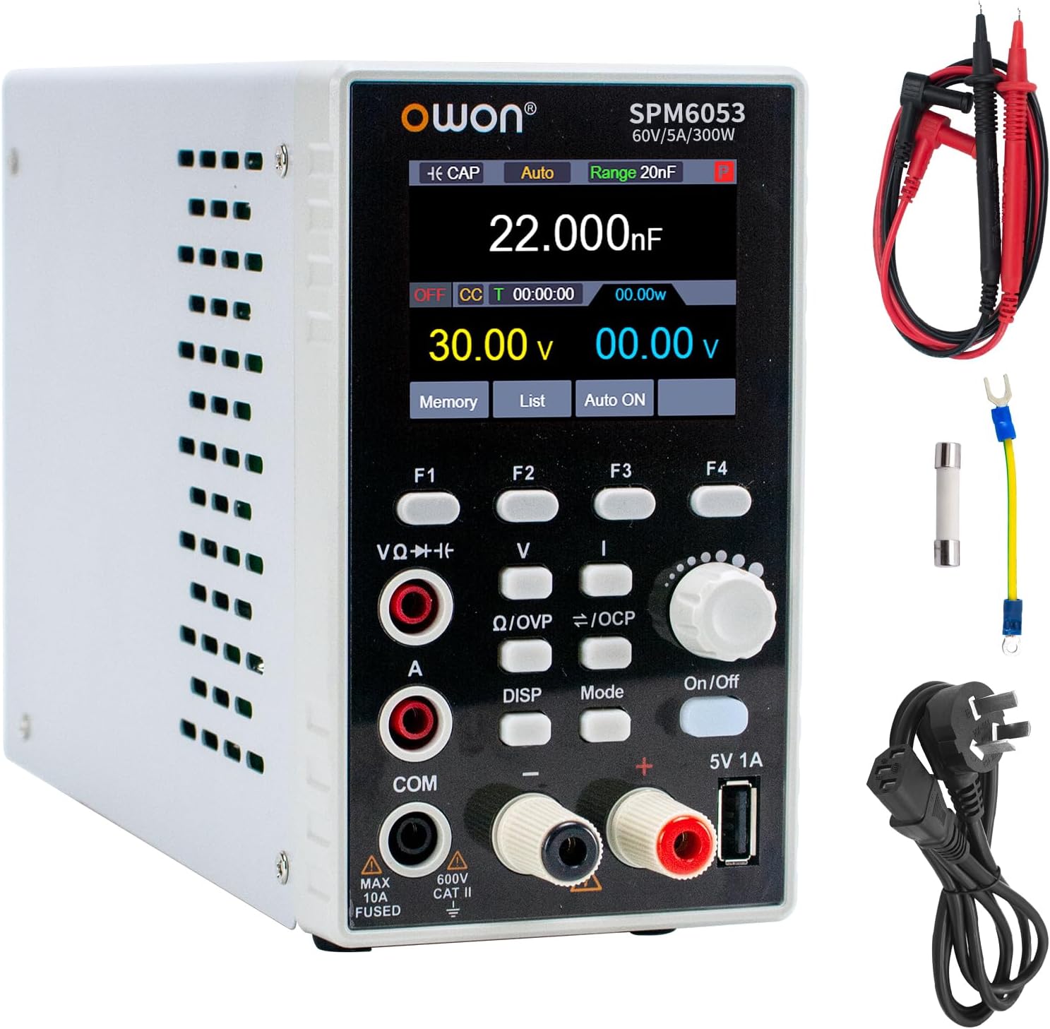 OWON SPM6053 DC Power Supply Programmable (0-60V,0-5A), 2 in 1 DC Power Supply and Multimeter, Industrial Power Supply 300W Output Power, Lab Bench Power Supply, Digits Multimeter