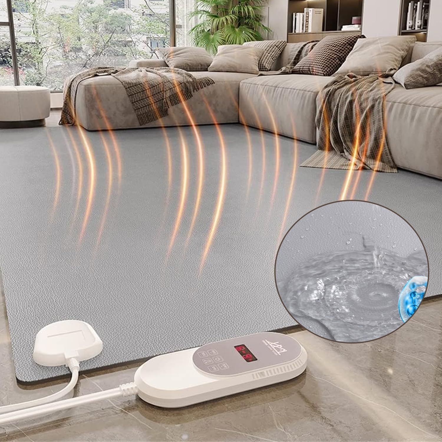 Tapis chauffant électrique grand format 60x120 cm avec minuterie 12 heures