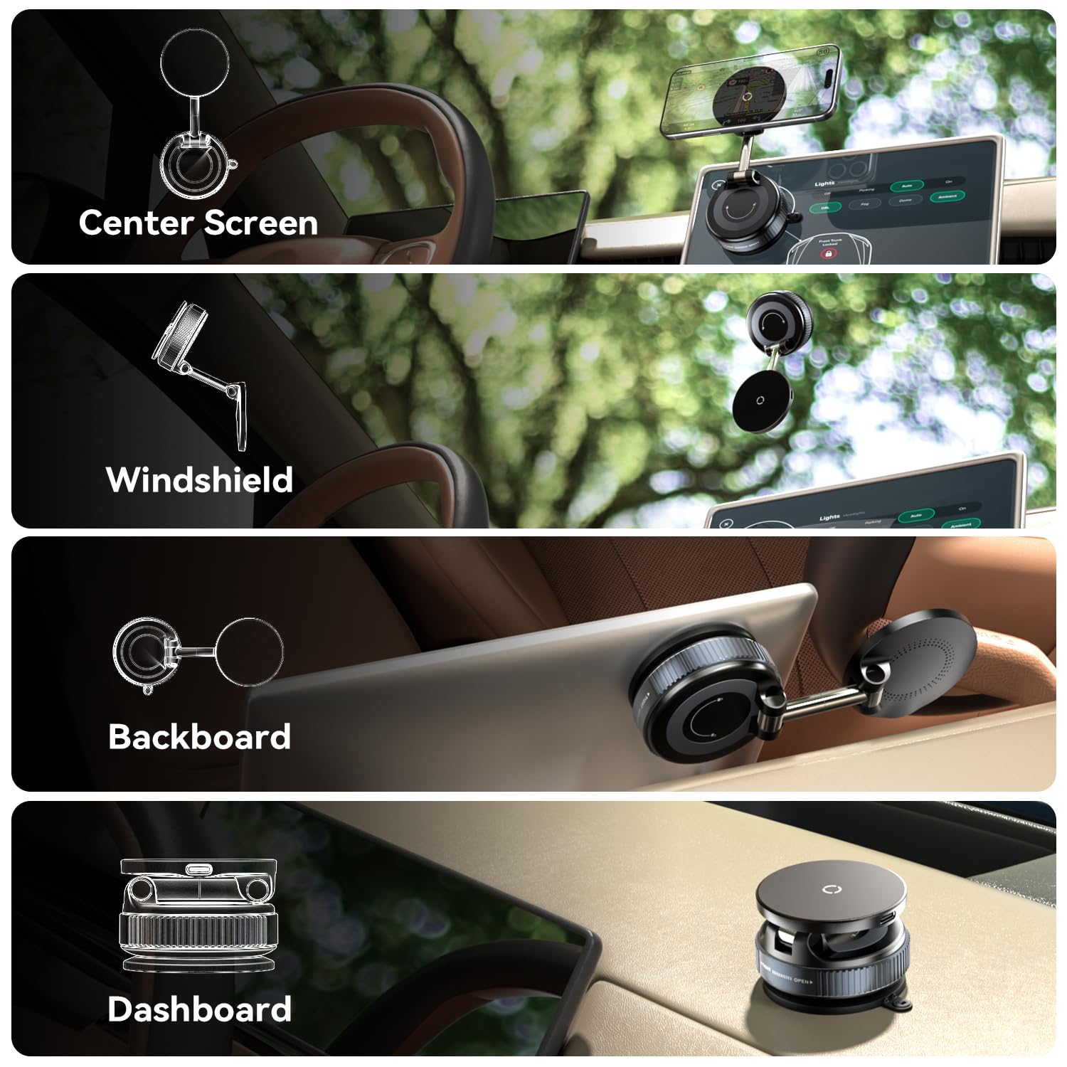 15W Schnelles Laden Autohalterung mit Ladefunktion [Verbesserter Elastischer Saugnapf] 360° Verstellbare Kabelloses Ladegerät Auto Handyhalterung für MagSafe iPhone 17 16 15 14 13 12 Serie
