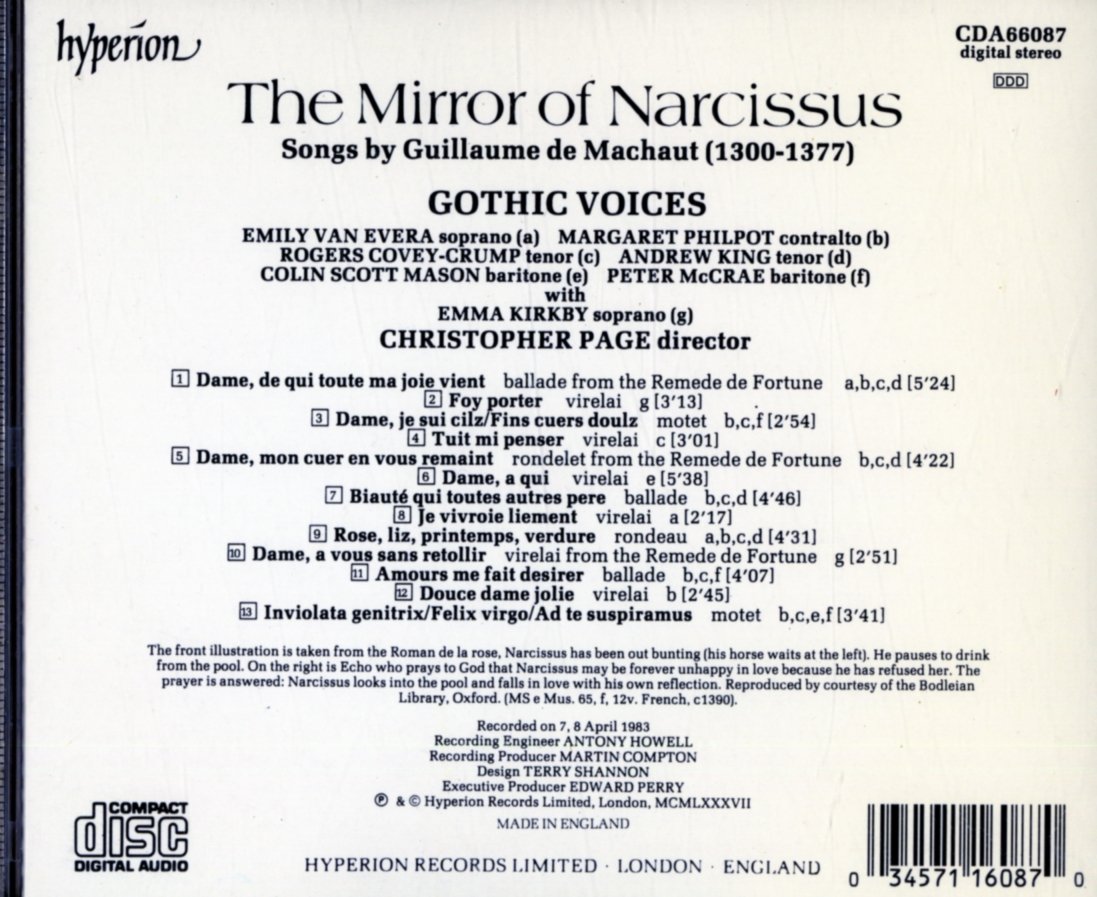 Guillaume de Machaut : Le Miroir de Narcisse