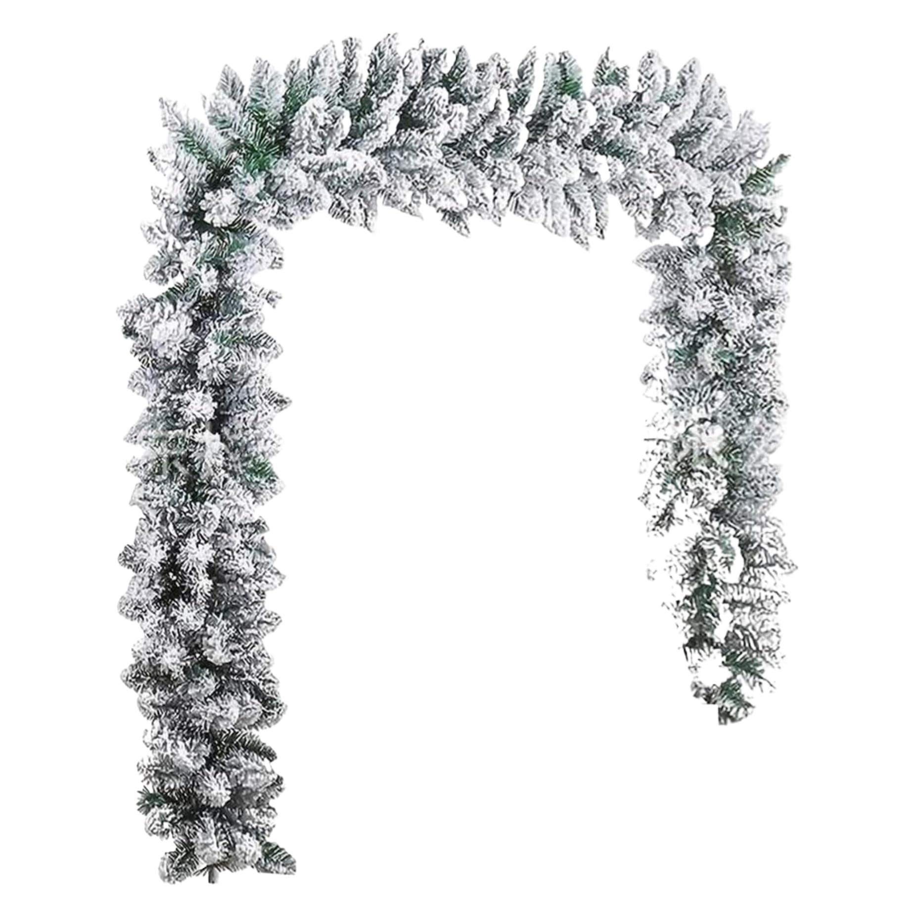 Guirlande de Noël enneigée artificielle 270cm flexible en PVC pour manteau de cheminée et fenêtre