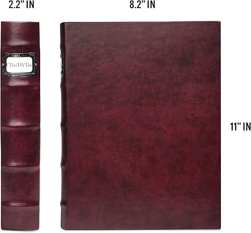 Miniatura 6 de Corona - Juego de carpetas de almacenamiento de CDDVD, de cuero, capacidad de 288 discos, organizador de almacenamiento para DVD, CD, Blu Ray y