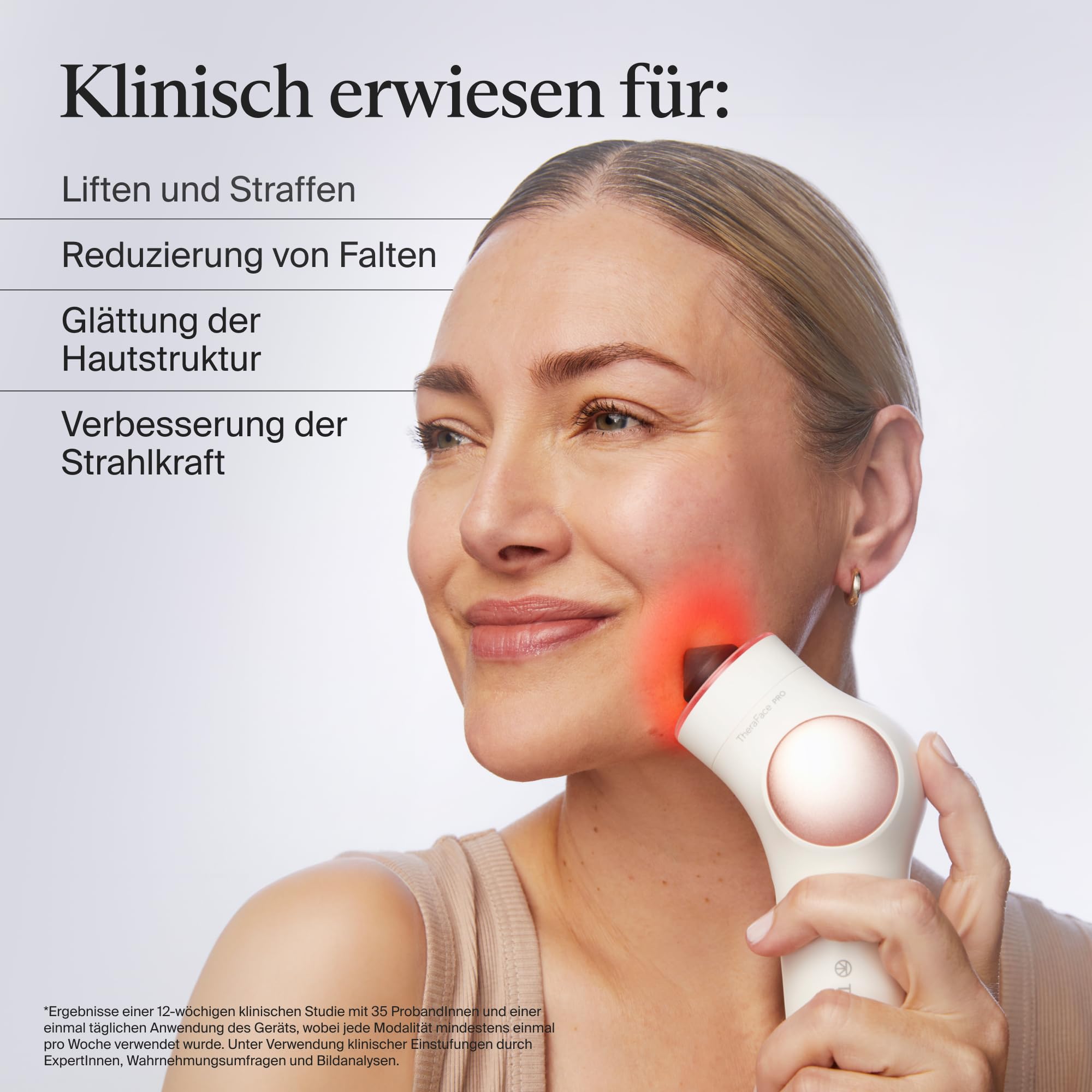 TheraFace PRO | 6-IN-1 Gesichtspflege perkussive Therapiemassage - Mikrostrom - Blaue & Rote LED von Therabody (Weiß)