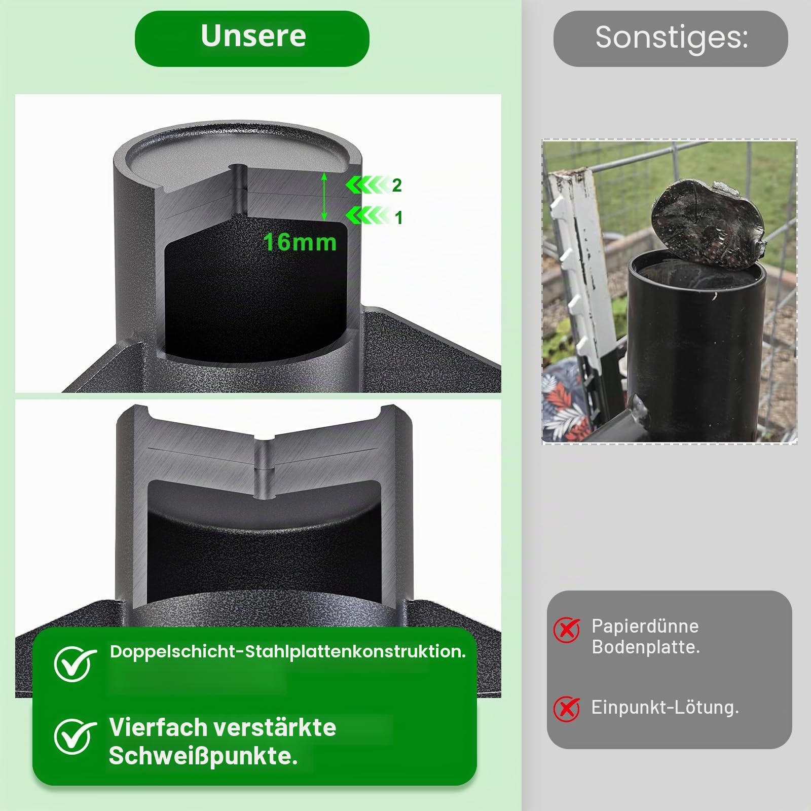 Insaga Verbesserter Pfostentreiber mit rutschfesten Griffen, T-Pfostentreiber, Hochbelastbare Stahl-Pfostenramme für Metallpfosten, T-Pfosten, U-Profile (9,4 cm Durchmesser x 58,4 cm Länge, 7,3 kg)