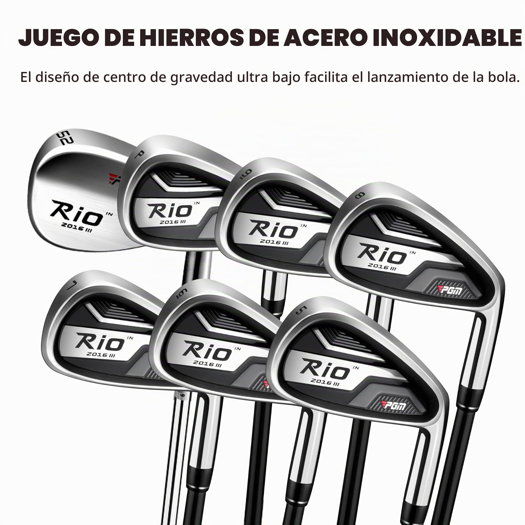 PGM Juego completo de palos de golf para hombre, 12 piezas, 3 maderas (#1,3,5), 1 híbrido (#4H), 6 hierros (#5, 6, 7, 8, 9, PW), 1 cuña de arena (52°), 1 putter
