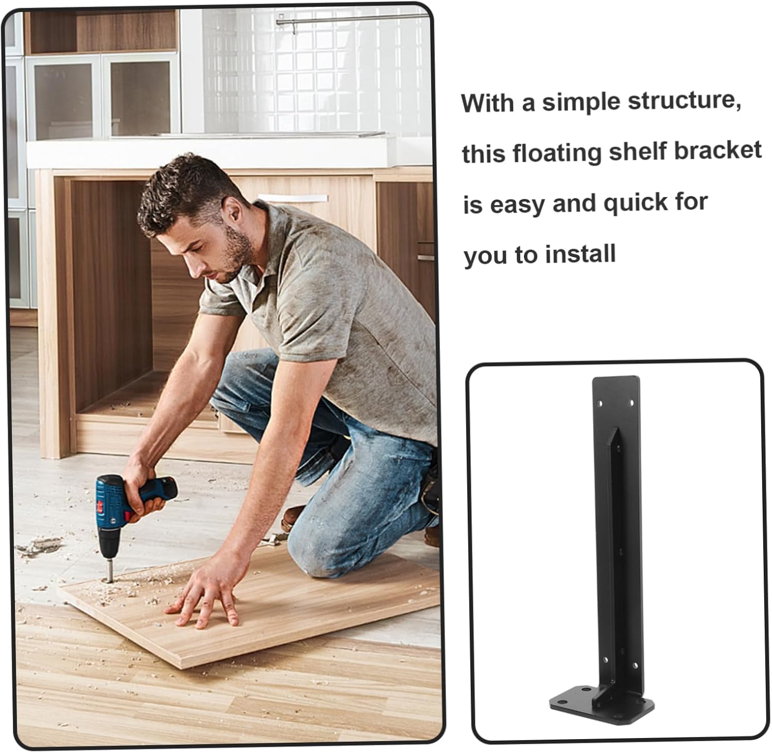 Garneck 1pcs Wall Mounted Shelf Bracket Heavy Duty Support for Floating Bookshelf Design Easy Installation Black for Home Office and Decor