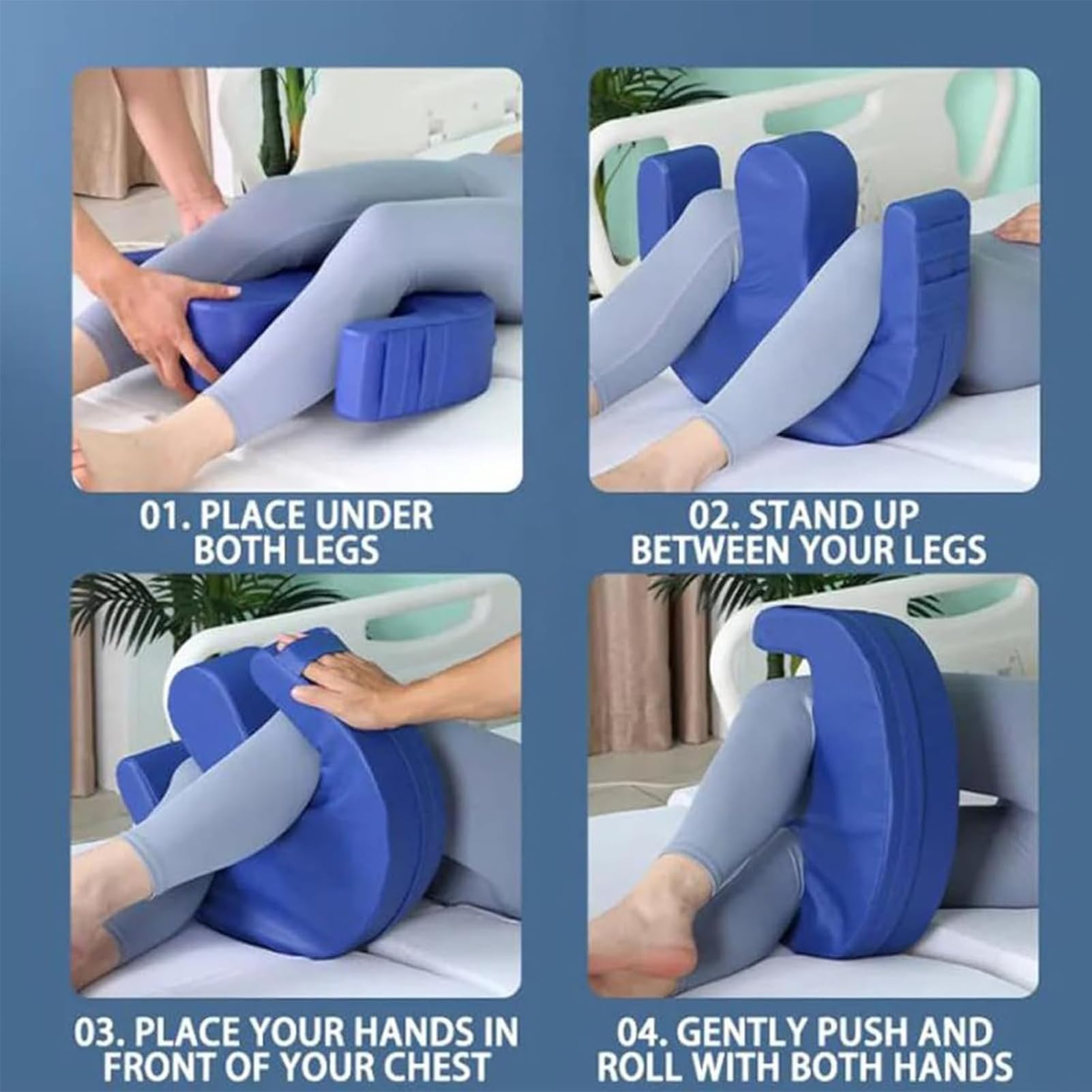 Dispositivo Di Rotazione Del Paziente Impermeabile in Pelle PU Strumento Infermieristico A Forma Di U Roll Over Con Comodo Cuscino Per La Rotazione Del Paziente Fasciato Per Anziani,Blu