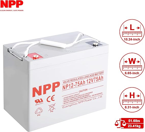 NPP NP12-75Ah (2 Pcs) 12V 75Ah SLA Battery Scooter Pride Mobility Jazzy Select Electric Wheelchair