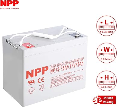 NPP NP12-75Ah (2 Pcs) 12V 75Ah SLA Battery Scooter Pride Mobility Jazzy Select Electric Wheelchair