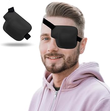 3D Eye Patch, Medical Eye Patches for Adults Kids, 3D Amblyopia Lazy Eye Patches for Left Eye, Black Gray