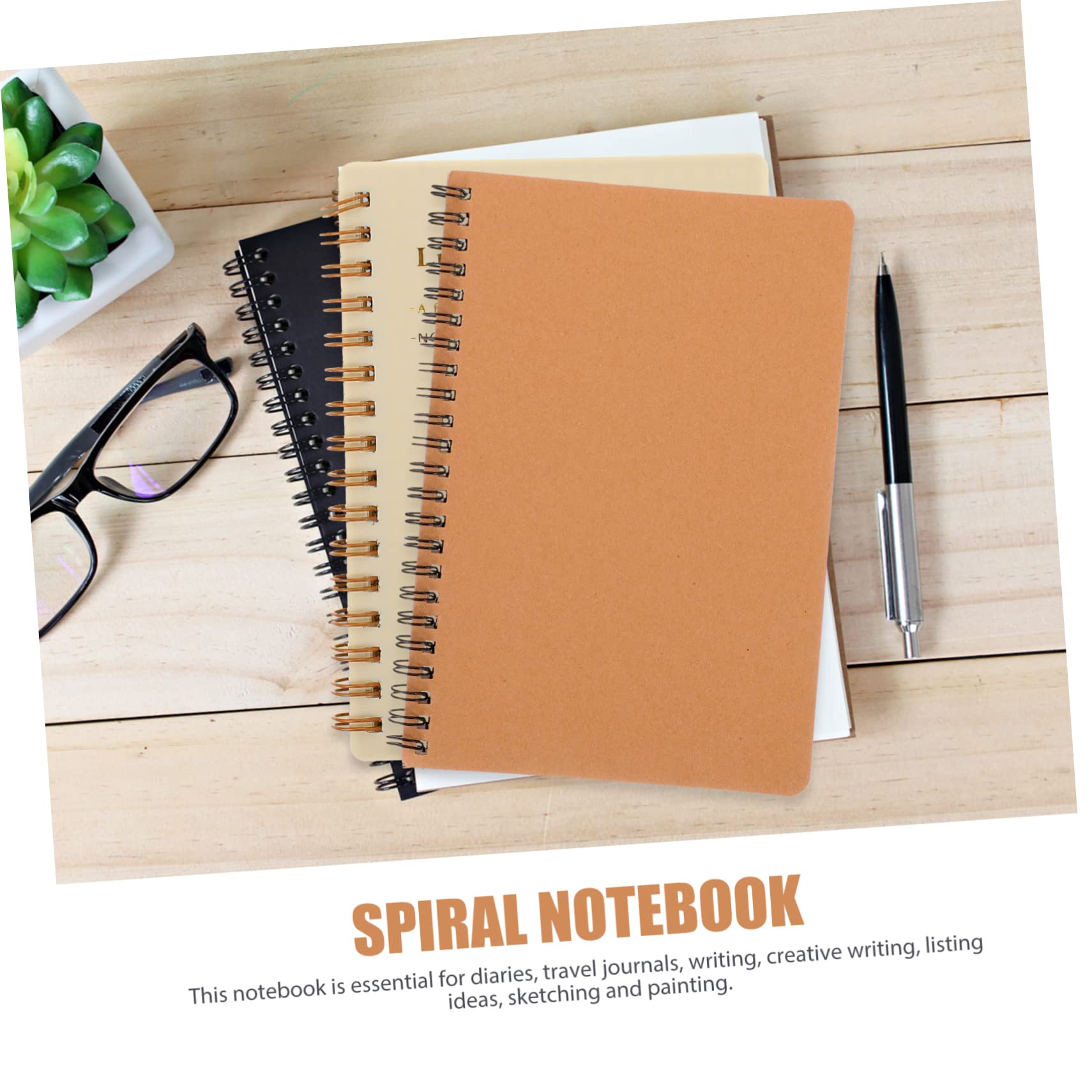 LALAFINA Notizbuch A5 Beige Spiralnotizbuch mit Leeren Seiten aus Papier 10 Stück Klassisches Design für Schüler zum Schreiben und Tagebuch